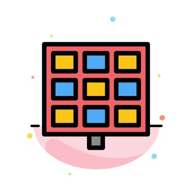 Panel, Güneş, İnşaat Soyut Düz Renk Simgesi Şablonu