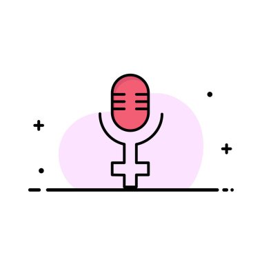 Mikrofon, Kayıt İş Logo Şablonu. Düz Renk