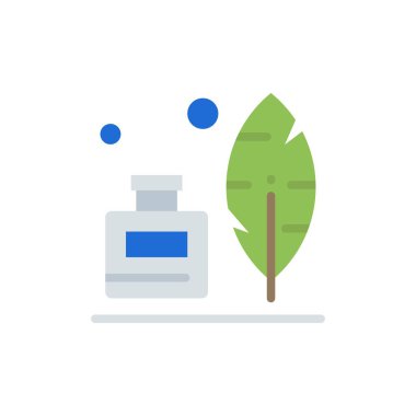 Adobe, Tüy, Mürekkep Şişesi, Amerikan Düz Renk Simgesi. Vektör ico