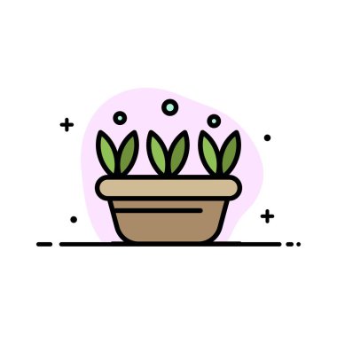 Büyüme, Yaprak, Bitki, Bahar İş Düz Hat Dolgulu Simge Vektör