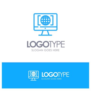 Bilgisayar, İnternet, Dünya, Big Think Blue anahat Logo plac ile