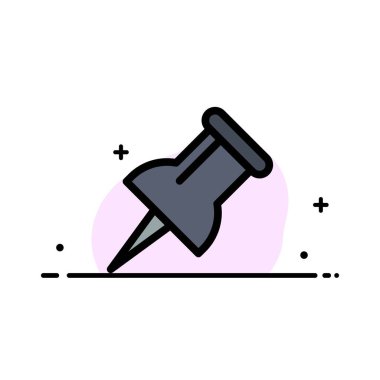 Marker, Pin İş Düz Çizgi Dolu Simge Vektör Banner Templa