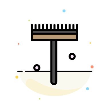 Bahçe, Bahçıvan, Tırmık, Kürek Soyut Düz Renk Simgesi Şablon