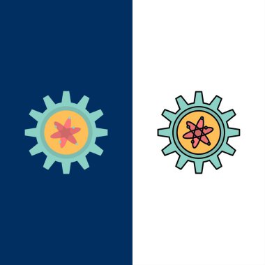 Deney, Dişli, Ayar, Laboratuvar Simgeleri. Düz ve Çizgi Dolu Simge