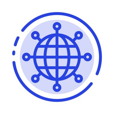 İş, Bağlantılar, Global, Modern Mavi Noktalı Çizgi Simgesi