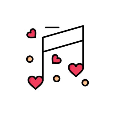 Müzik, aşk, kalp, düğün düz renk simgesi. Vektör simgesi Banner
