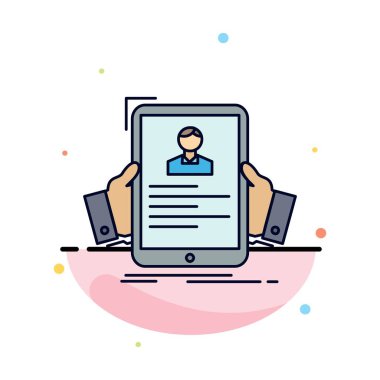 özgeçmiş, çalışan, işe alma, saat, profil Düz Renk Simge Vektör