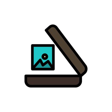 Resim, Galeri, Resim Düz Renk Simgesi. Vektör simgesi afiş Tem