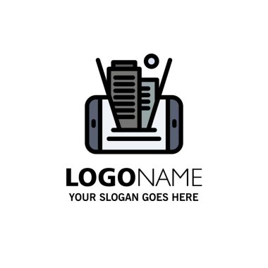 Mobil, Hücre, Teknoloji, Bina İş Logo Şablonu. Düz 