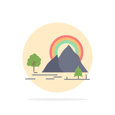 , Dağ, tepe, peyzaj, Doğa, gökkuşağı düz renk simgesi VEC