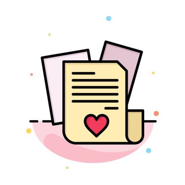 Dosya, Aşk, Kalp, Düğün Soyut Düz Renk Simgesi Şablon