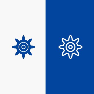 Ayar, Dişli Hattı ve Glyph Solid simgesi Mavi afiş Hattı ve Gly