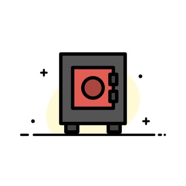 Locker, Lock, Kullanıcı İş Düz Hat Dolgulu Simge Vektör Afiş