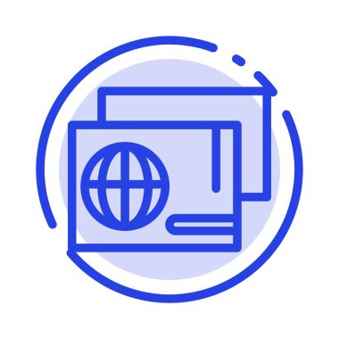 Kimlik, Geçiş, Pasaport, Alışveriş Mavi Noktalı Çizgi Simgesi