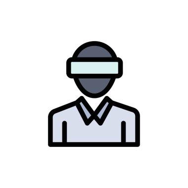 Gözlük, Hareket, Gerçeklik, Teknoloji, Adam Düz Renk Simgesi. Vektör