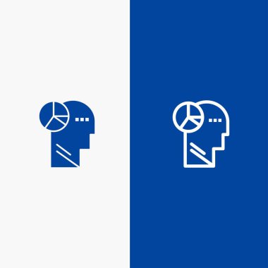 Grafik, Baş, Zihin, Düşünme Çizgisi ve Glyph Katı simgesi Mavi Sancak