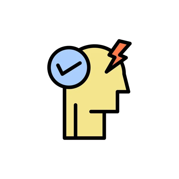 Cerebro, mente, poder, modo de energía, activar icono de color plano. Vecto. — Vector de stock