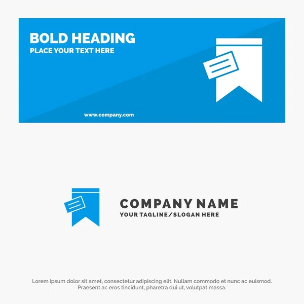 Marcar, Etiqueta, Firmar, Texto SOlid Icono Sitio Web Banner y Business Log — Vector de stock