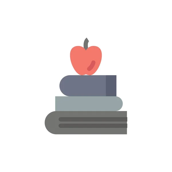 Apple, knihy, školství, věda plochá barva. Vektorová ikona b — Stockový vektor