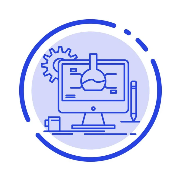 Chemia, eksperyment, IT, technologia niebieski linia kropkowana linia ikona — Wektor stockowy