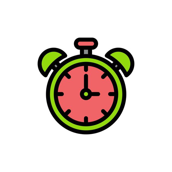 Alarm, Clock, Education, Time  Flat Color Icon. Vector icon bann