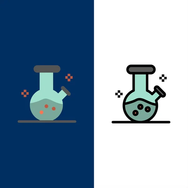 Demo lombik, Lab, Potion Icons. Lapos és sorkitöltött ikon beállítása ve — Stock Vector