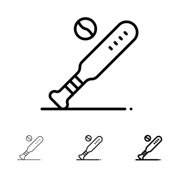 Ball, Baseball, Schläger, Sport, USA eine kühne und dünne schwarze Linie Symbol s — Stockvektor