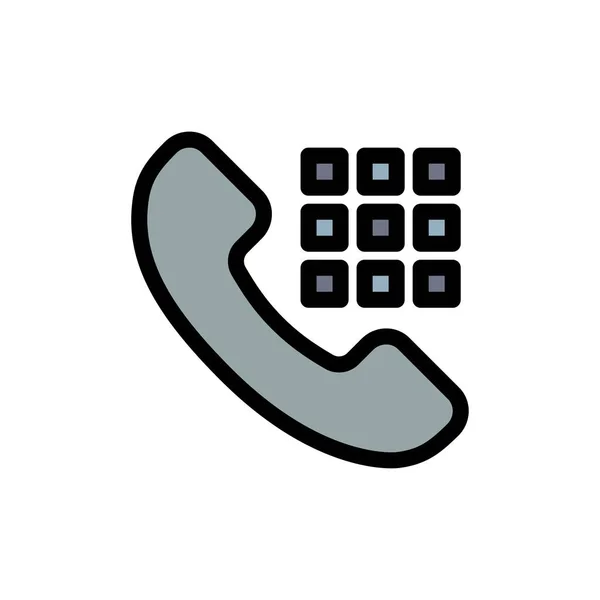 Κλήση, κλήση, τηλέφωνο, πλήκτρα επίπεδη χρώμα εικονίδιο. Διανυσματικό εικονίδιο banner TEM — Διανυσματικό Αρχείο