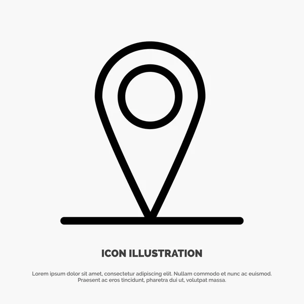 Ubicación, Mapa, Línea de interfaz Icono Vector — Vector de stock