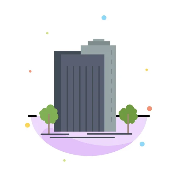 Budynek, zielony, roślina, miasto, inteligentny płaski kolor ikona wektor — Wektor stockowy