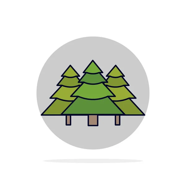 Bosque, camping, selva, árbol, pinos Color plano Icono Vector — Vector de stock