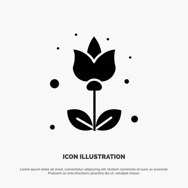 Fleur, Flore, Floral, Fleur solide Glyphe Icône vecteur — Image vectorielle