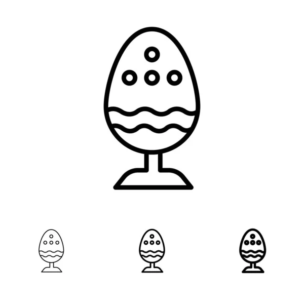 Gotowane, gotowane jajko, Wielkanoc, jajko, żywność Bold i cienka Czarna linia i — Wektor stockowy