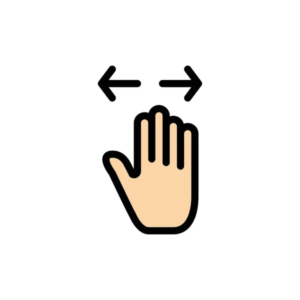 Hand, gebaar, links, rechts, uitzoomen plat kleur pictogram. Vector IC — Stockvector