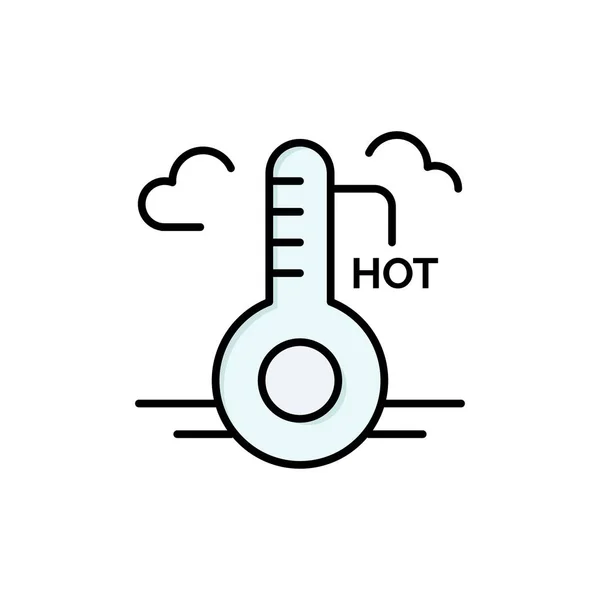 Hőmérséklet, forró, időjárás, frissítés Síkszín ikon. Vektorikon — Stock Vector