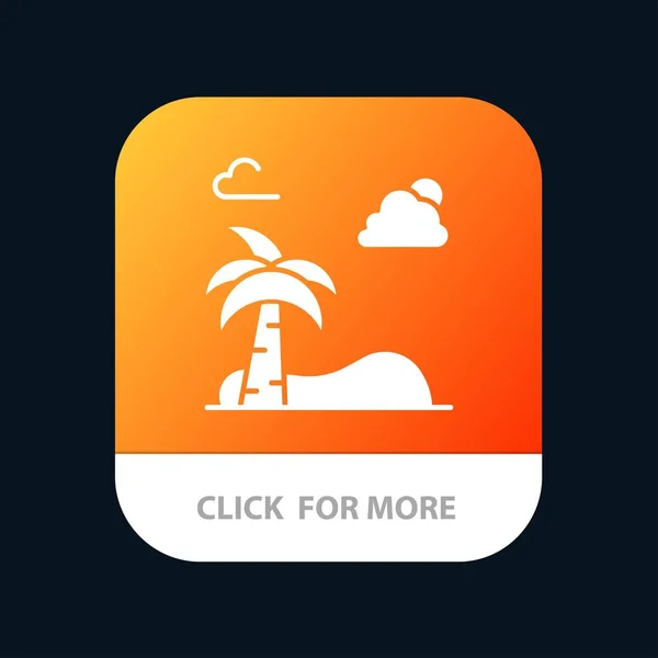Plaża, Palma, drzewo, wiosna przycisk aplikacji mobilnej. Android i iOS GLY — Wektor stockowy