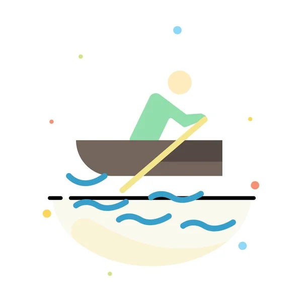 船， 划船， 训练， 水抽象平面颜色图标模板 — 图库矢量图片