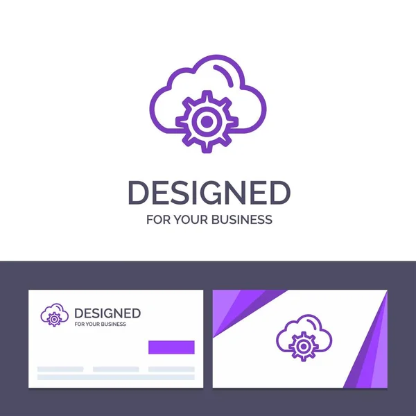 Kreative Visitenkarte und Logo-Vorlage Wolke, Einstellung, Ausrüstung, c — Stockvektor
