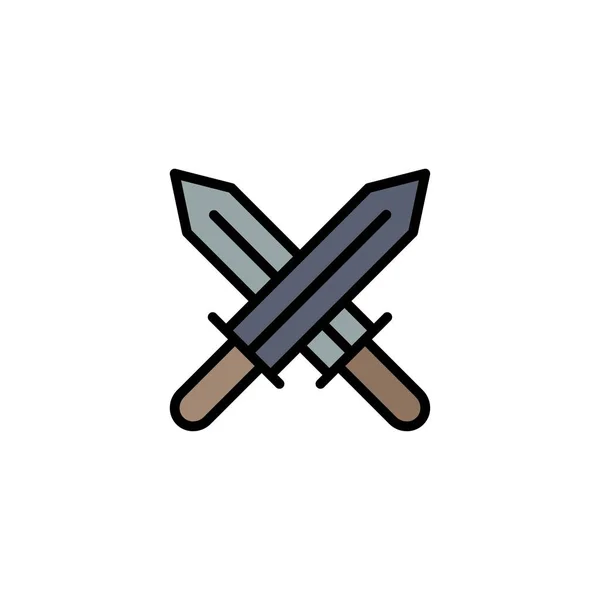 Sword, Ireland, Swords Business Logo Template. Flat Color — Stock Vector