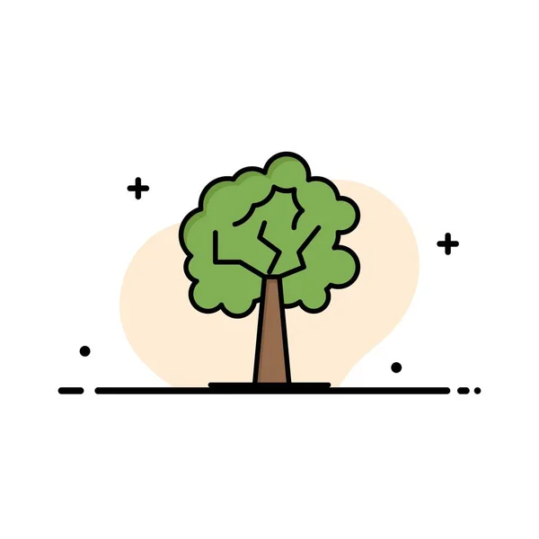 Árbol, planta, negocio de crecimiento línea plana llena icono Vector Banne — Vector de stock