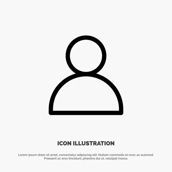 Contatti, Mane, Twitter Line Icon Vector — Vettoriale Stock