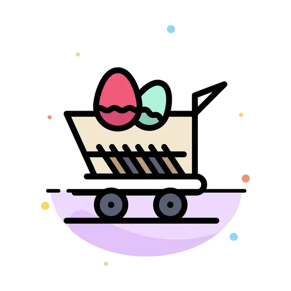 Carrito, Carro, Pascua, Compras Plano abstracto Plantilla de icono de color — Vector de stock