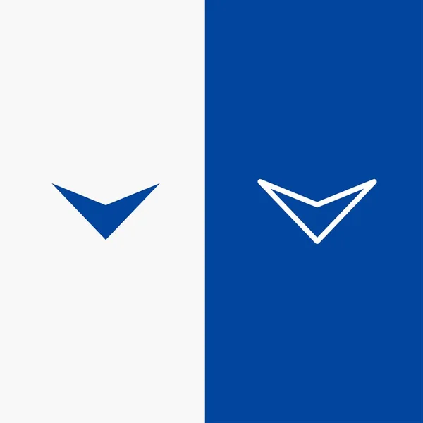 Arrow, Down, Next Line and Glyph fd icon Blue banner Line and — стоковый вектор
