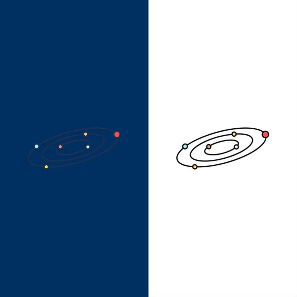 Galassia, astronomia, pianeti, sistema, universo Flat Color Icon Vec — Vettoriale Stock