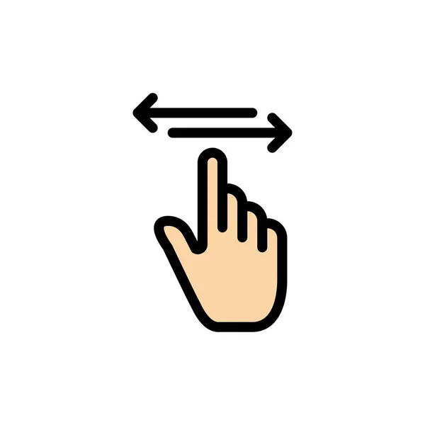 Finger, Gestures, Hand, Left, Right  Flat Color Icon. Vector ico — Stock Vector