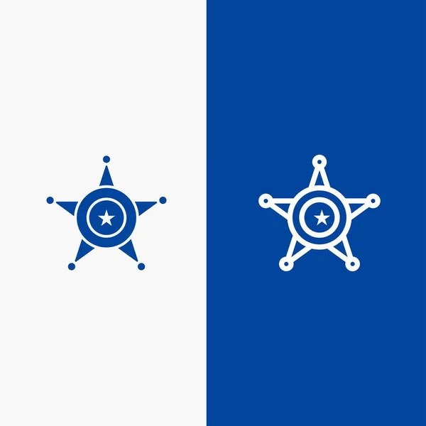 Чоловіки, поліція, зірка, США лінія і гліфи тверді ікона блакитний банер LIN — стоковий вектор