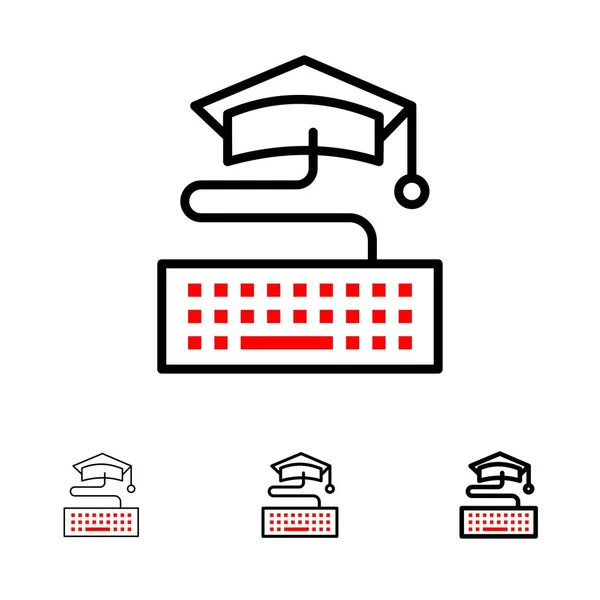 Clavier, Clavier, Éducation, Graduation Gras et fine ligne noire ic — Image vectorielle