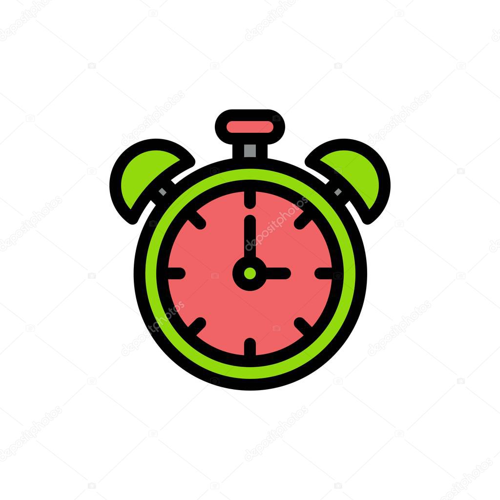 Alarm, Clock, Education, Time  Flat Color Icon. Vector icon bann