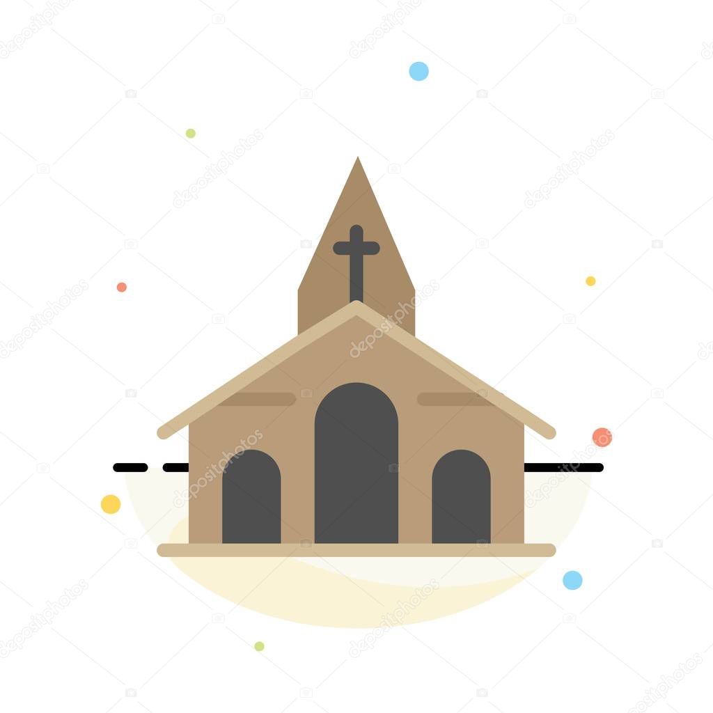 Building, Christmas, Church, Spring Abstract Flat Color Icon Tem