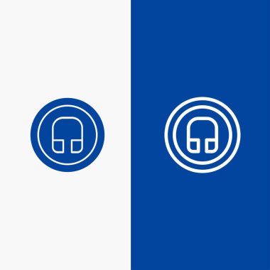Kulaklık, Kulaklık, Temel, Ui Line ve Glyph Solid simgesi Mavi ba